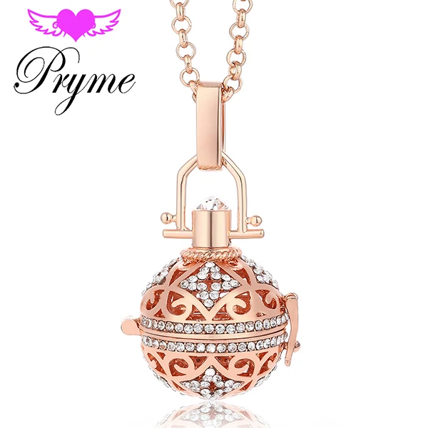 Gold Rose Plated Angel Bola ароматерапия с парфюмом кулон эфирное масло диффузор колье с кулоном в виде клетки кулон для женщин подарок ювелирные изделия L064 - Окраска металла: Gold Rose Plated