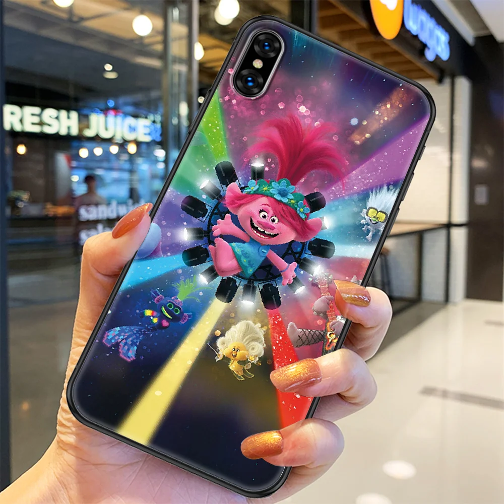 

Animated Movie Trolls Phone Case Cover Hull For iphone 5 5s se 2 6 6s 7 8 12 mini plus X XS XR 11 PRO MAX black tpu shell art