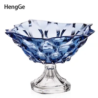 crystal glass fruit bowl coffee table large snack plate candy jar ornament carved decorate nordic decoration home storage modern