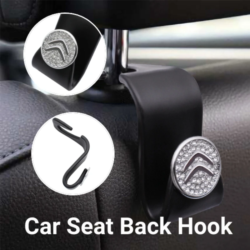 

Fashion Car Logo Seat Back Crystal Hooks Portable Hanging Bag Rack For Citroen C4 C1 C3 C6 C5 C8 DS C-ELYSEE VTS C4l Accessories