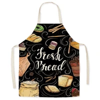 1pcs apron woman adult bibs cartoon home cooking baking linen coffee shop cleaning aprons kitchen accessory about 6575cm