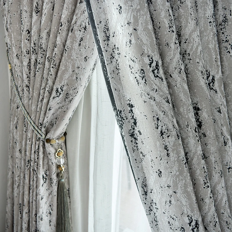 

Custom curtains Nordic Texture Jacquard gray embroidered shading cotton livingroom bedroom window cloth blackout curtain M855