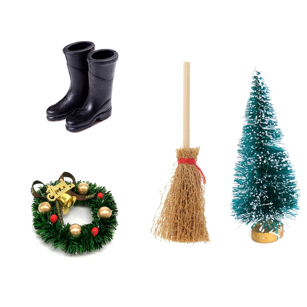 Кукольный домик Рождественский венок натальная метла дождевые сапоги кедровая елка рождественские