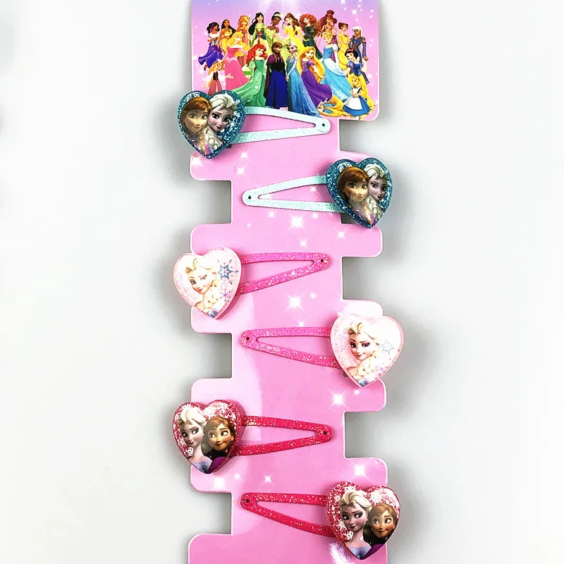 6 шт./лот заколка для волос с изображением Минни из смолы в форме сердца Эльза