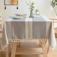 cozy casa dining desk cover tablecloth mat linen cotton rectangular table cloth with tassel tea table cloth 140x260cm drop ship