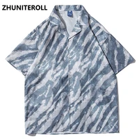 2021 striped print hawaiian beach shirts hip hop short sleeve button up streetwear japanese shirt mens fashion clothing trends