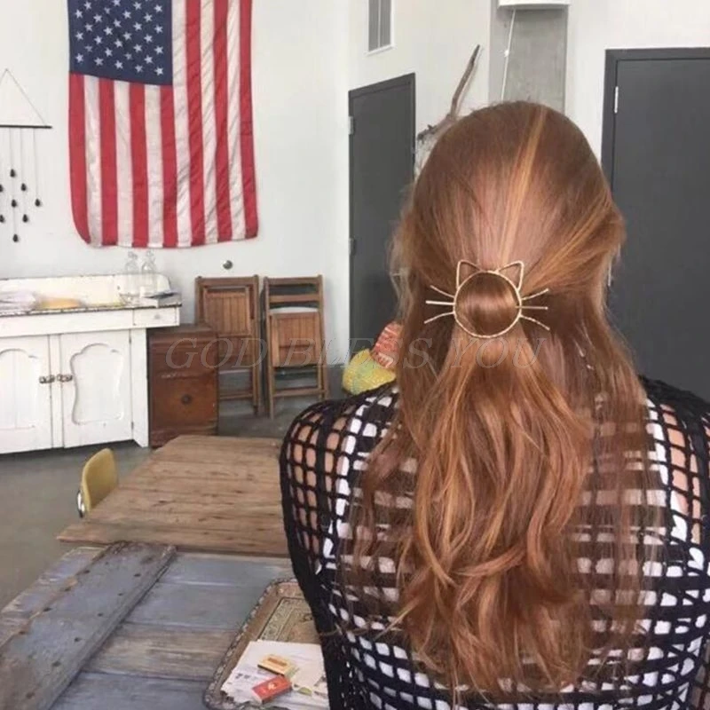 1 шт. Женская Геометрическая заколка для волос в виде кошки с мяком милая