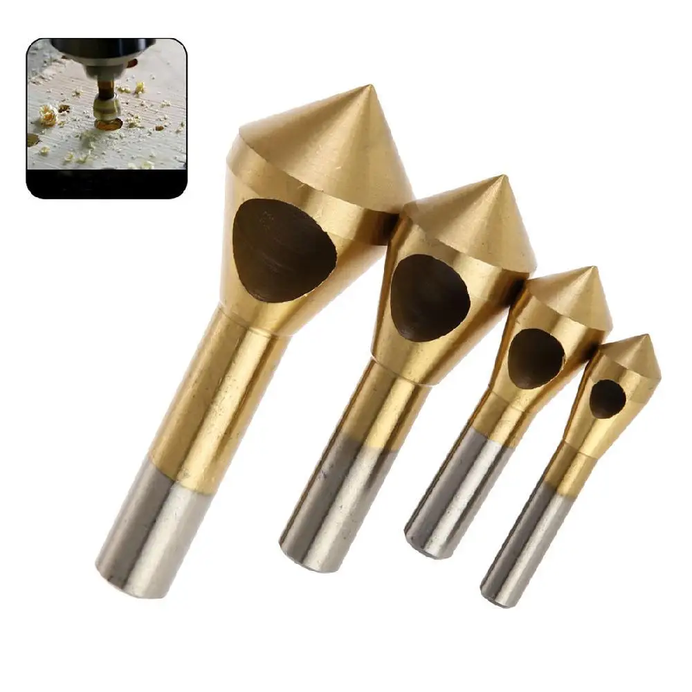 

4Pcs/Set Countersink Deburring Drill Bit 2-5-10-15-20 Metal Taper Stainless Steel Hole Saw Cutter Chamfering Power Drills Tool