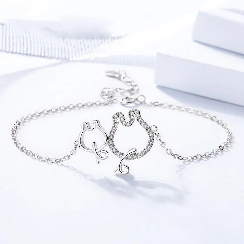 Серебряный браслет 925 милый свинка на шнуровке цепочка женский очаровательный