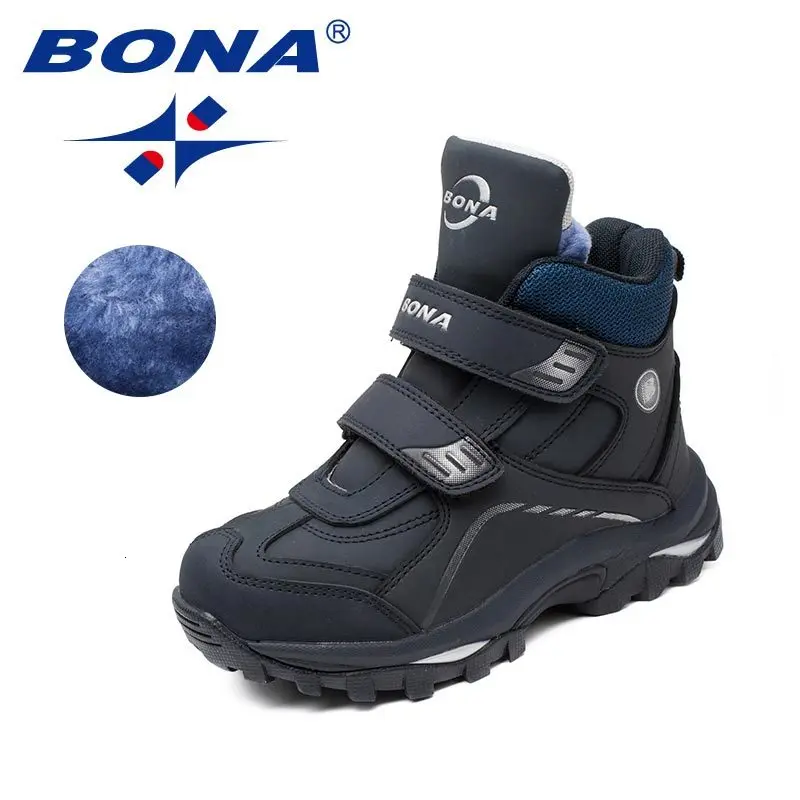 BLUE BONA/Новое поступление; типичный стиль; детская обувь Rninng; ботинки с круглым носком; ботинки для мальчиков на липучке; Детские уличные кроссовки; светильник; обувь - Цвет: BLUE