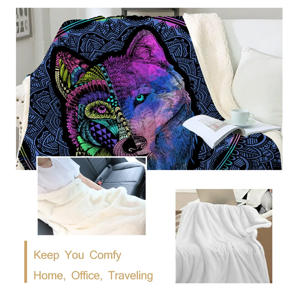 Постельные принадлежности Outlet одеяло с Волком на кровать Мандала Цветок