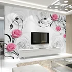 Самоклеящиеся обои на заказ, 3D фотообои с изображением роз, для гостиной, спальни, дивана, фона телевизора, водонепроницаемая настенная роспись