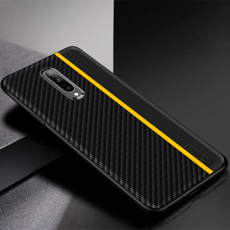 Чехол для Oneplus 7T Pro 6 T 6 T, чехол для Oneplus 7T 5T 6 T 7 Pro, чехол из углеродного волокна и кожи, мягкий силиконовый чехол для One plus 6 T - Цвет: Yellow