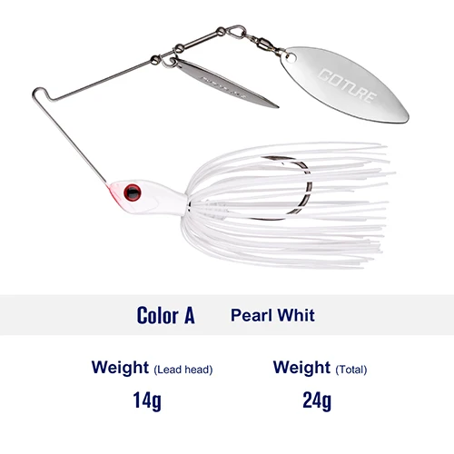 24g Pearl White Goture 1 шт. ELFIN+ качественная наживка Спиннербейт 20G/24G высокое Скорость запасами ивовых деревьев лезвия металлическая приманка со свинцовым spinner ложка приманки - Цвет: 24g Pearl White