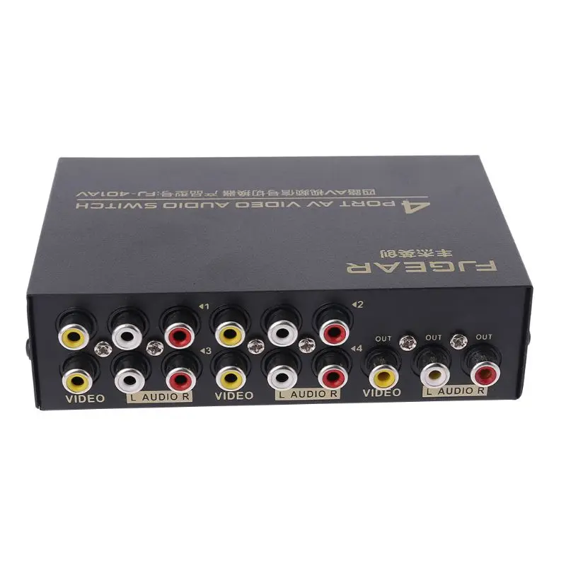 

W3JD 4 Port AV Video RCA 4 Input 1 Output Switcher Switch Selector Splitter Box