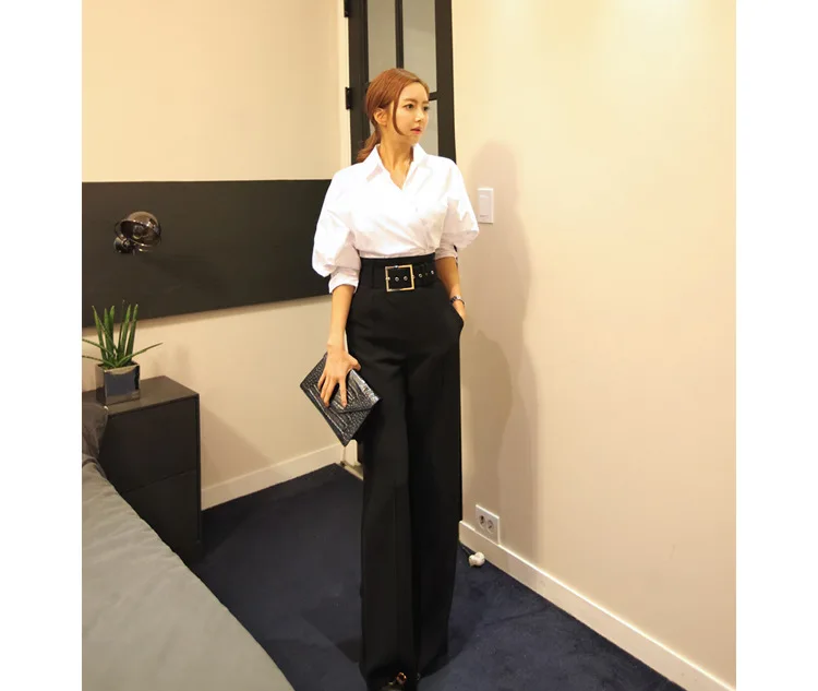 

Fashion Korean Trousers Office Lady High Waist Pants Women Fashion Women'S Trousers Wide Leg Pants For Women With Belt C78