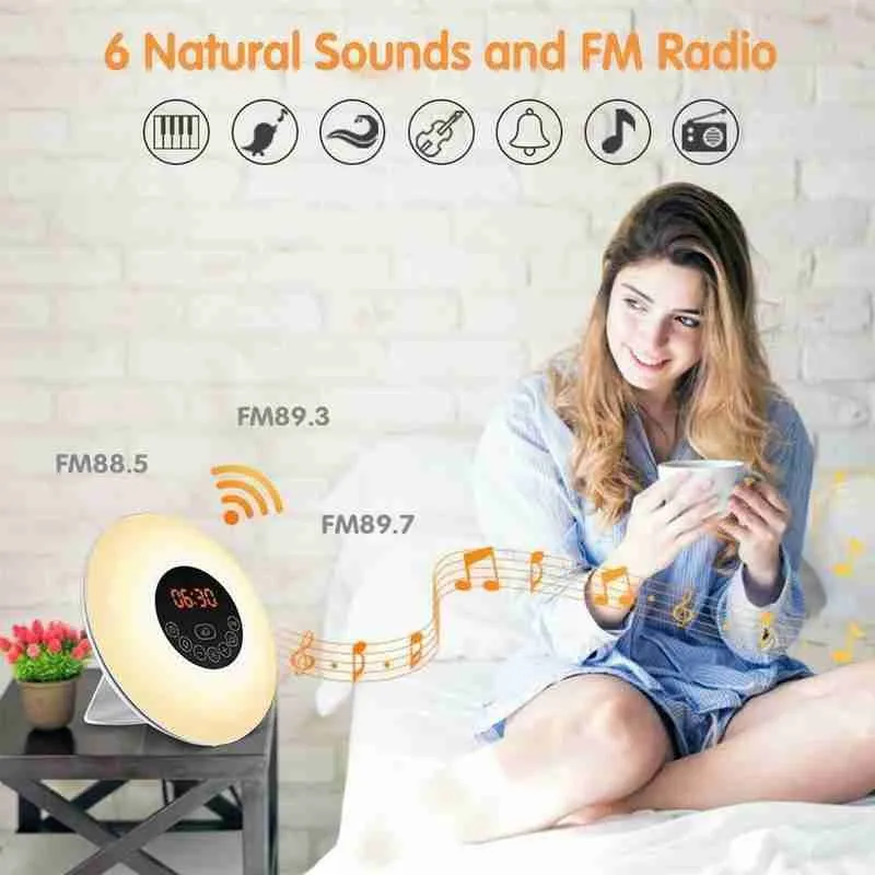 Цифровые часы-будильник натуральный Wake Up светодиодный светильник показывают