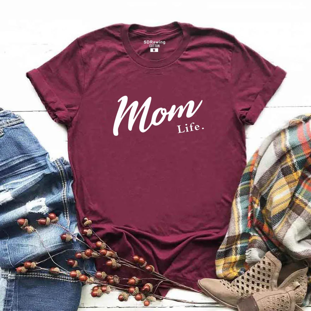 Харадзюку футболка Mom Life подарок на день матери женская футболка Mom Life футболка с графическим принтом Летние повседневные женские Топы Прямая поставка