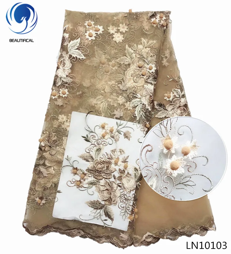 Красивая 3d французская Тюлевая кружевная ткань с вышивкой 2018 новый дизайн