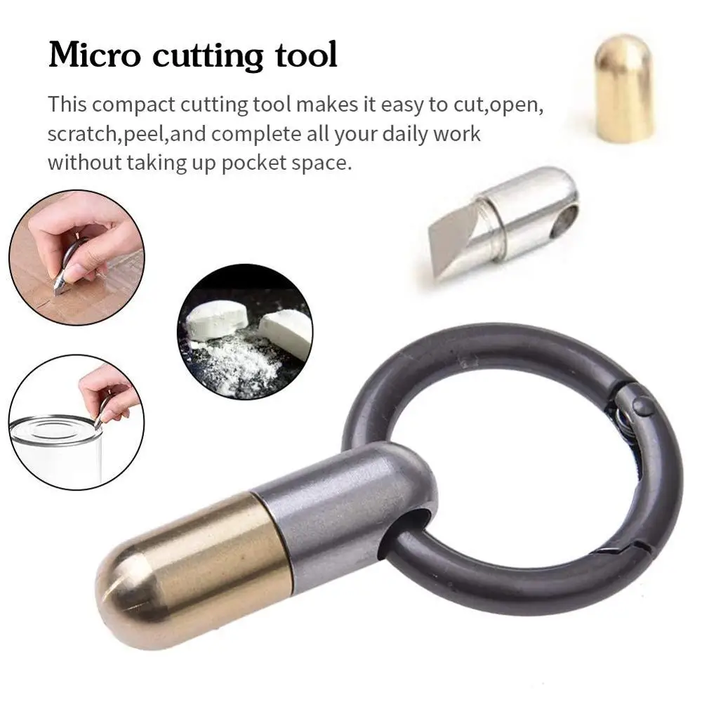 MICROBLADE PILL Outdoor Capsule Knife Stainless Steel Mini Cutting Tools Emergency Tiny Pocket Micro Cutter Keyring EDC Supplies | Спорт и