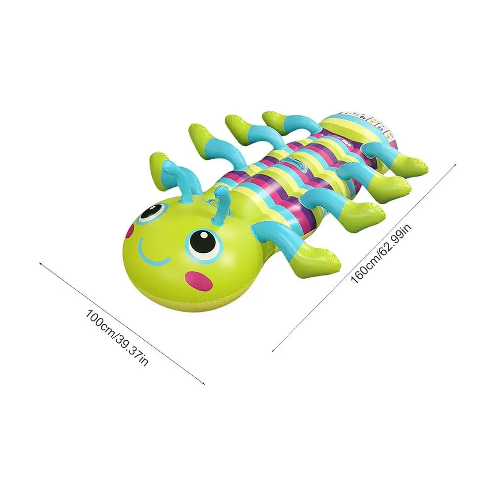 

160cm Inflatable Caterpillar Rider With Handles Ride-on Pool Float For Kids Water Toys Swim Mattress Fun Beach Game Buoy Summer