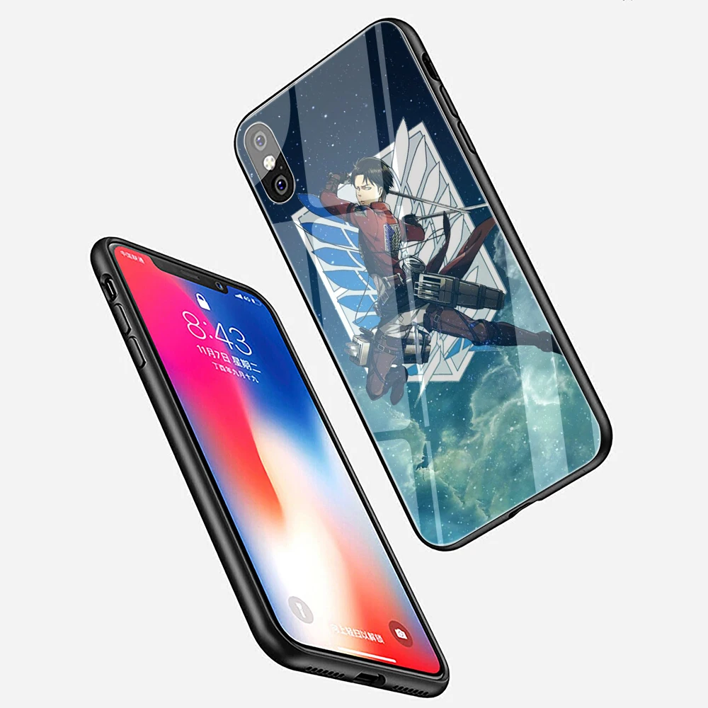 EWAU атака на Титанов аниме чехол из закаленного стекла для телефона для iphone 5 5s SE 6 6s 7 8 plus X XR XS 11 Pro Max