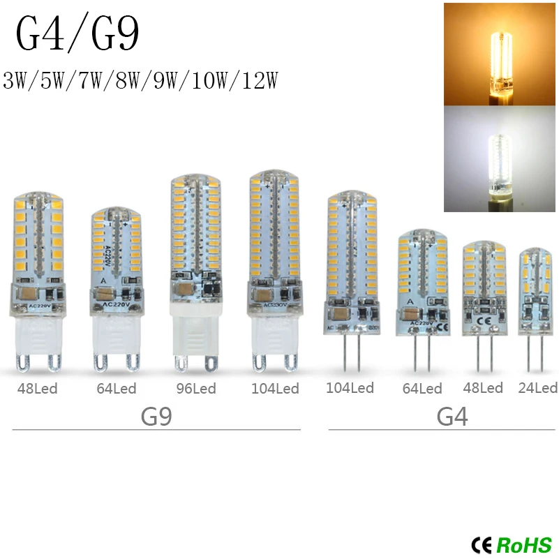 7 шт. высокояркий силикагель с регулируемой яркостью светодиодный G4 G9 светильник