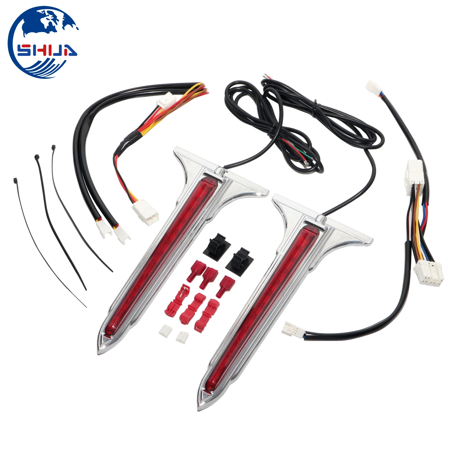 Хром сума мотоцикла боковые зеркала светодиодный задний фонарь стоп сигнал