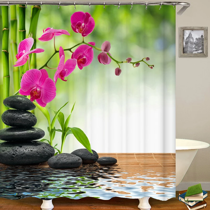 

Пользовательские занавеска для душа цветок фаленопсиса занавес занавеска для ванной из полиэстера ткань шторы для ванной или душа
