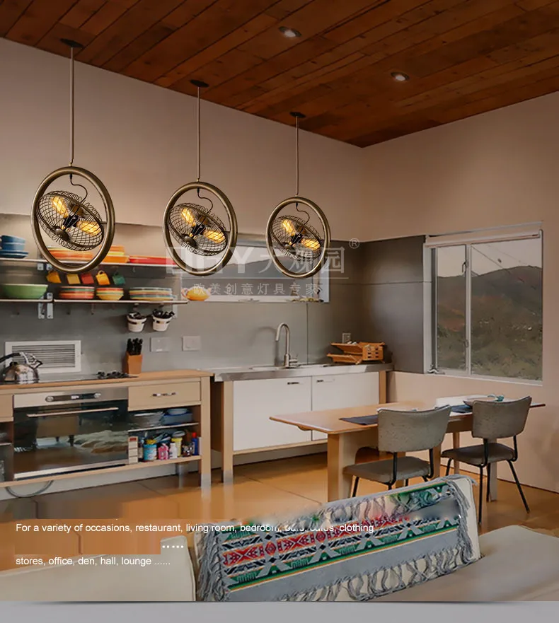 Винтажное промышленное освещение медный держатель лампы вентилятор черный