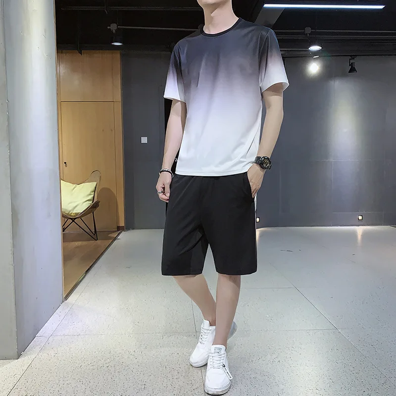 Комплект спортивный мужской из 2 предметов рубашка с коротким рукавом и шорты