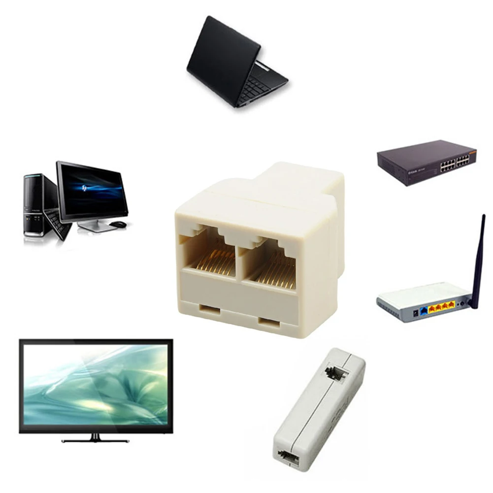 Сетевой разветвитель адаптер 1 к 2-Way Dual Female Cat6/5/5e RJ45 Lan Ethernet для ноутбука