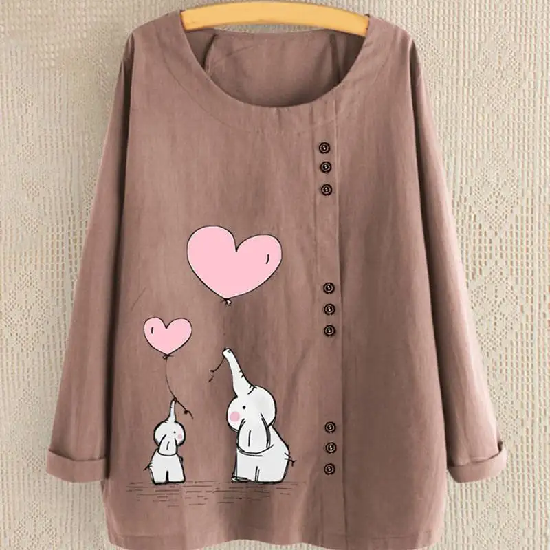 Mferlier винтажная блузка с рисунком большие размеры 4XL 6XL 8XL женские длинными