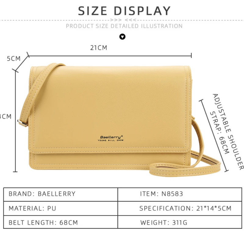 

baellerry Women Shoulder Bag Ladies Wallets Luxurious Bags Soft Leather Purse Female Cell Phone Pocket porte feuille femme luxe