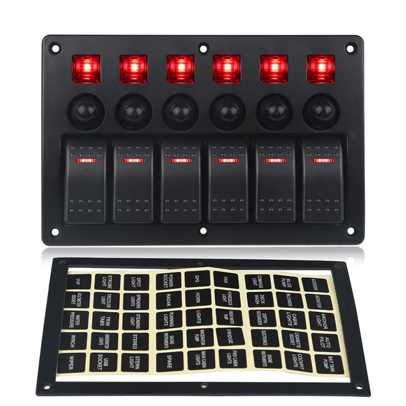 Красные синие зеленый 6 банда светодиодный кулисный переключатель Панель