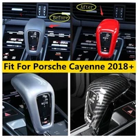 carbon fiber look matte interior kit for porsche cayenne 2018 2022 stalls gear shift head knob handle cover trim accessories