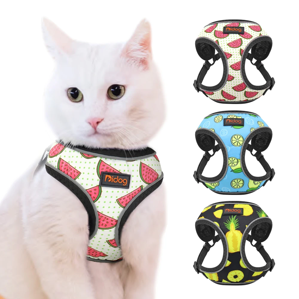 

Mesh Nylon Cat Harness Reflective Kitten Dog Vest Harnesses Small Dogs Cats Printed Harness Vests Chihuahua Yorkshire