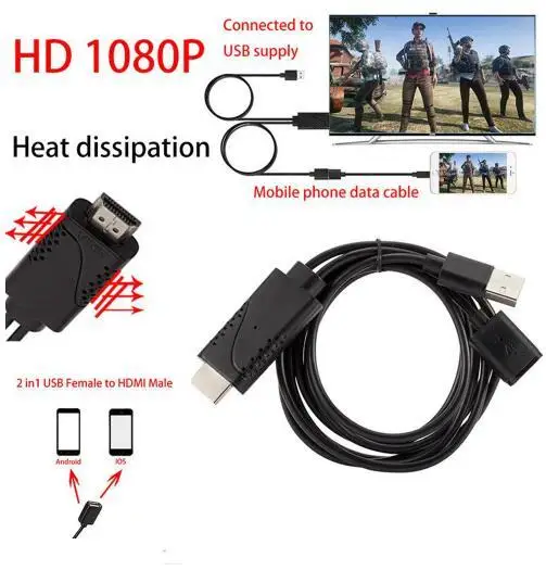 1080P HDMI цифровой AV ТВ Кабель HDMI к USB Женский/мужской адаптер охлаждающее отверстие для HD tv подключение зеркального литья к iOS Android телефон