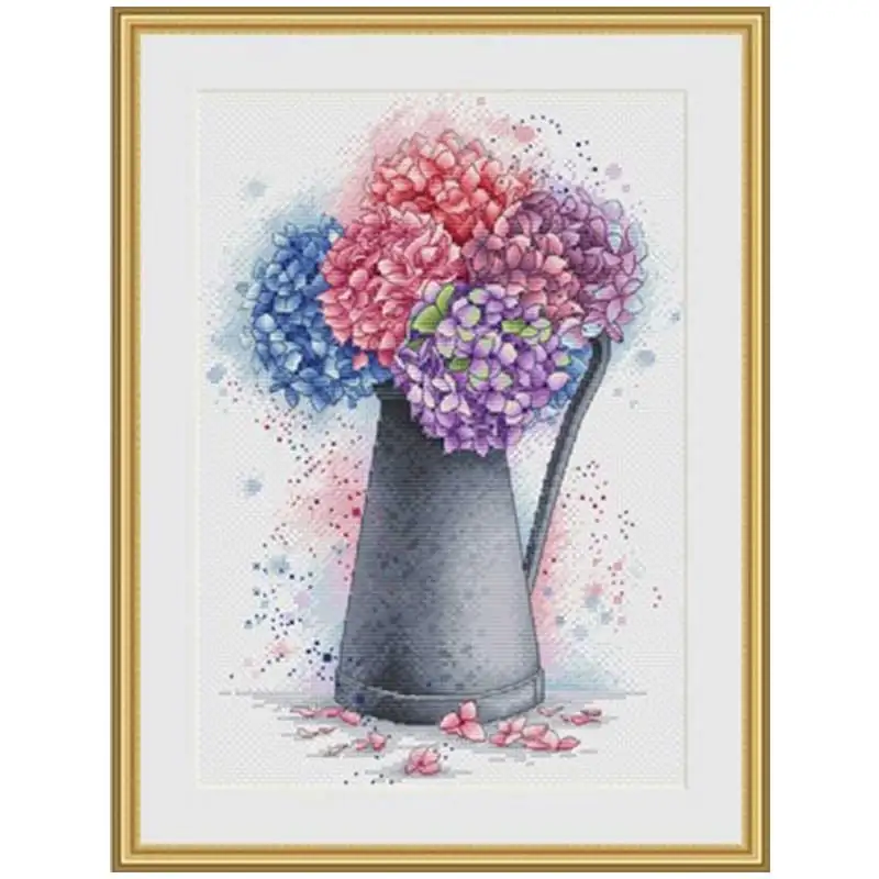

Colorful hydrangea patterns Counted Cross Stitch 11CT 14CT 18CT DIY Chinese Cross Stitch Kits Embroidery Needlework Sets