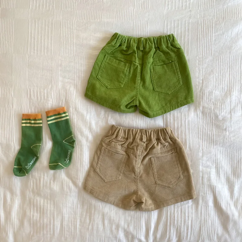 

2022 Spring Summer Kids Boys Short Pants Corduroy Baby Girls Shorts Trousers Child Korean Cotton Pants Clothing 1-6Y