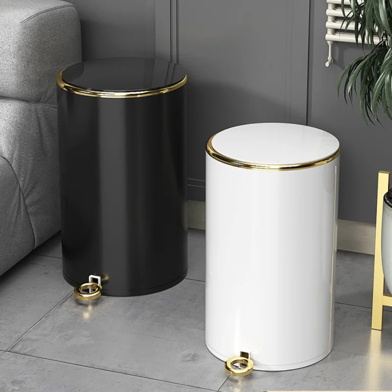 Stainless Steel Waste Bin Nordic Living Room Luxury Press Simple Waterproof Trash Can with Lid Kosz Na Smieci Household Products