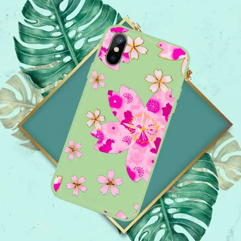 

Pink Flower high quality fashion Phone Case Candy Color for iPhone 6 7 8 11 12 s mini pro X XS XR MAX Plus