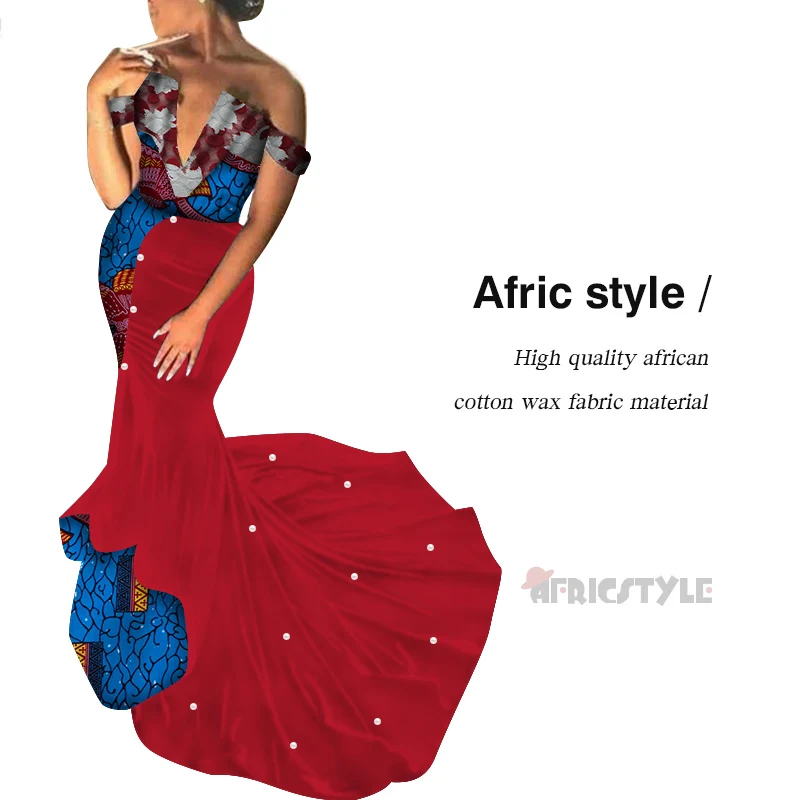 2021 Maxi Dress African Dashiki Dress African with Beautiful Pearl Long Dress Bazin Vestidos Dashiki for Christmas WY5237
