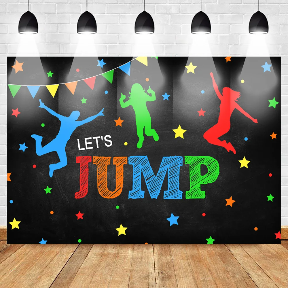 Фотофоны на день рождения Let's Jump Trampoline вечерние фоны для фотосъемки с