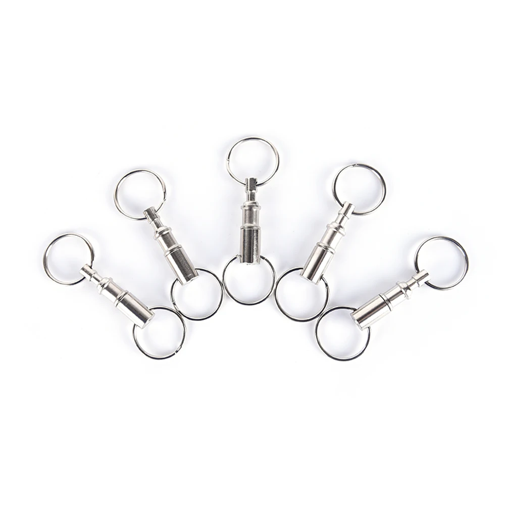 

3/5pcs Dual Detachable Key Ring Snap Lock Holder Steel Chrome Plated Pull-Apart KeyRing Quick Release Keychain
