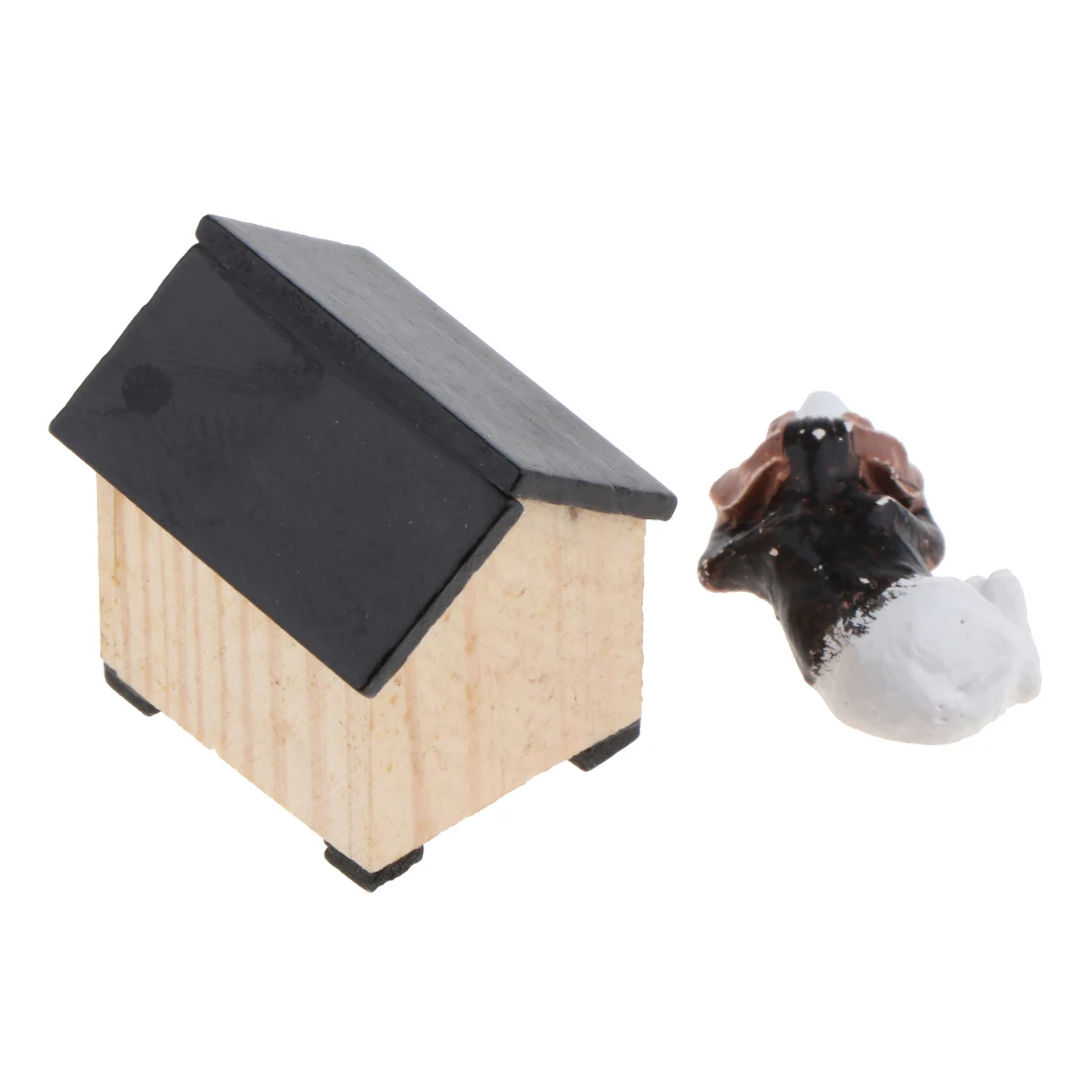 

Масштаб 1/12, аксессуары для украшения сада кукольного домика, полимерный домик для собак и собак, 2 шт.