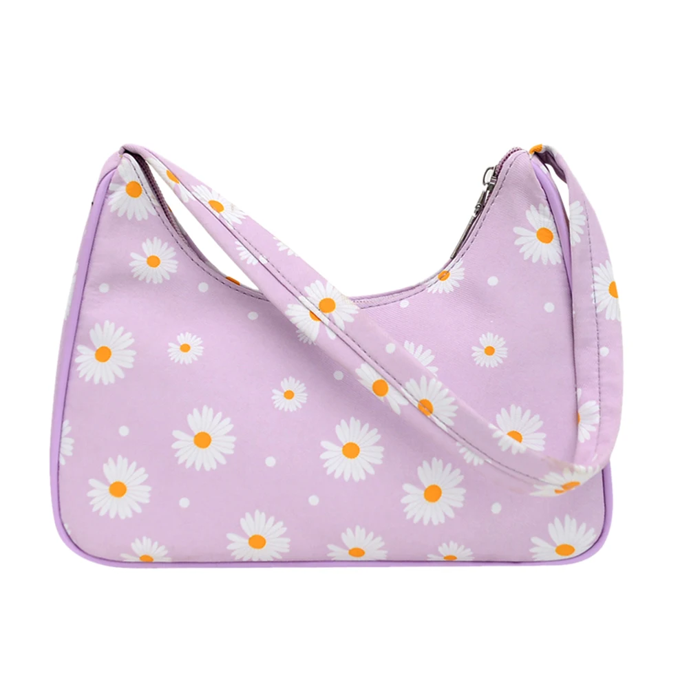 

Cute Daisy Flower Pattern Ladies Hobos Underarm Bag Fashion Women Small Shoulder Bags Clutch Purse Girls Mini Baguette Handbags