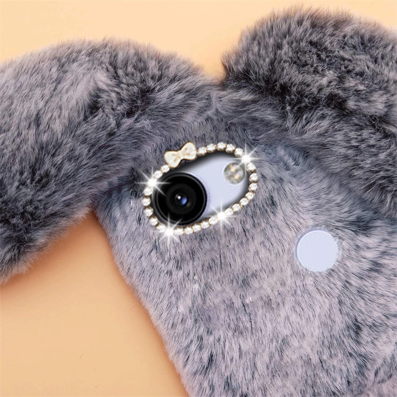 Роскошный чехол для телефона с алмазными ушками кролика Google Pixel 5a 5 4a 4 6 Pro 3a 3 2a 2 1 XL