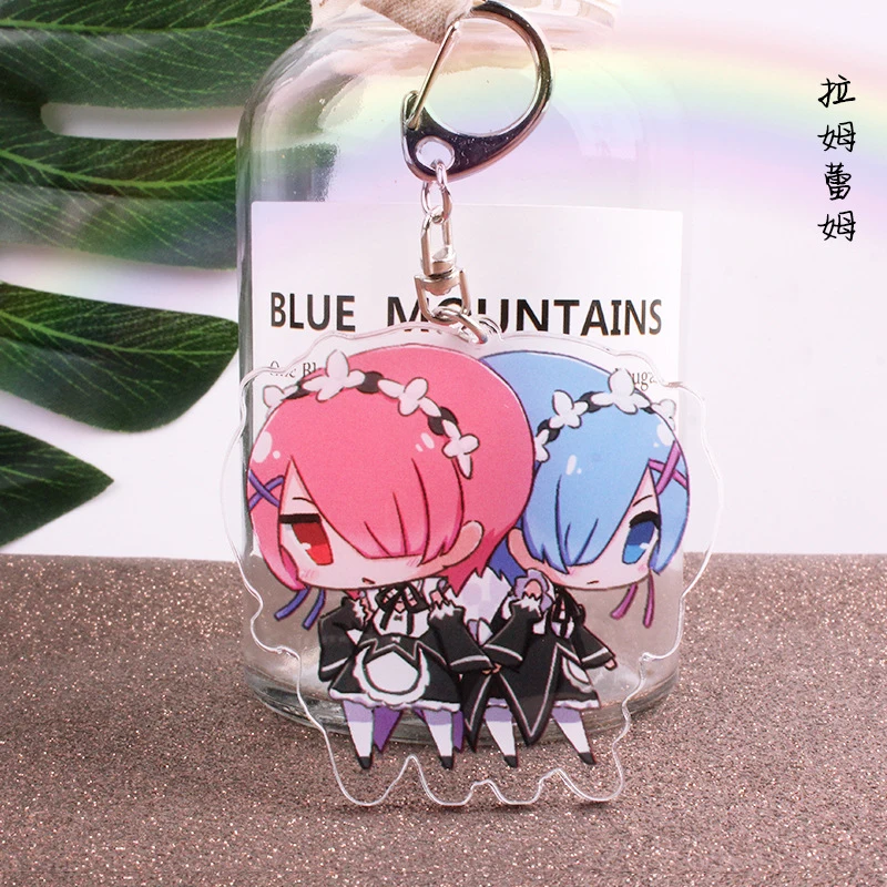 Брелок для ключей с аниме Re: жизнь в другом мире от нуля подвески Emilia Rem Ram