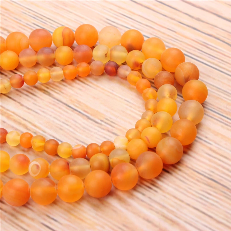 

Wholesale Frosted yellow Stripes 4/6/8/10 / 12mm Natural Stone Loose Beads Jewelry Bracelet Necklace Make